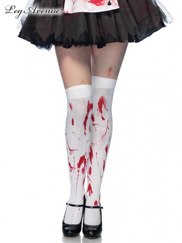Bloody Zombie Thigh Highs WHITE/RED | Big Party Oz