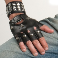 Biker Studded Fingerless Gloves
