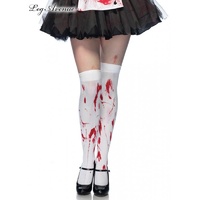 Bloody Zombie Thigh Highs WHITE/RED