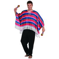 Mexican Poncho - Red/Blue – Adult Costume