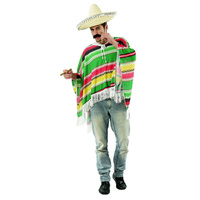 Mexican Poncho - Green/Red/Yellow - Adult