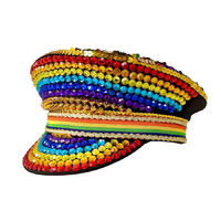 Rainbow full diamante and sequin festival hat