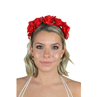 Deluxe Day of the Dead Red Roses Headband