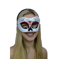 Sugar Skull 1/2 Mask Red White & Black