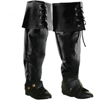 Lace Up Pirate Boot Covers Black