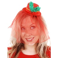 Mini Red Christmas Hat, Veil & Mistletoe