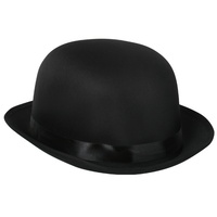 Bowler Hat Feltex w/Satin Ribbon - Black