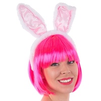 Bunny Ears on Headband White/Pink