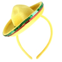 Yellow Mini Mexican Sombrero Hat  (Headband)