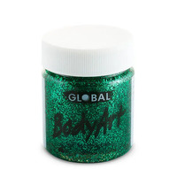 GLOBAL BODYART Face and Body Paint 45ml Tub GREEN GLITTER