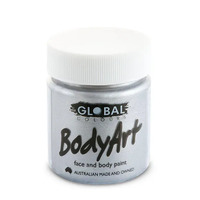 GLOBAL BODYART Face and Body Paint 45ml Tub METALLIC SILVER