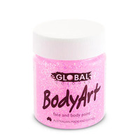 GLOBAL BODYART Face and Body Paint 45ml Tub PINK GLITTER
