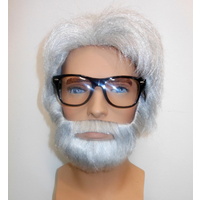 Old Man Grey Wig Beard Glasses