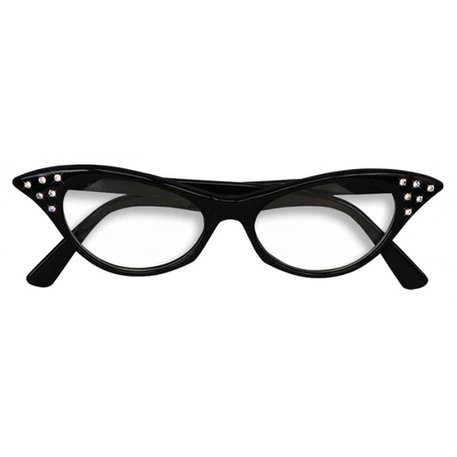50's Rhinestone Party Glasses-Black