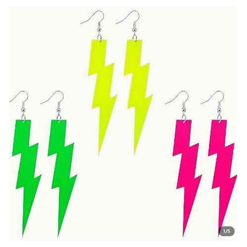 70-80s Neon lightning bolt earrings various colours