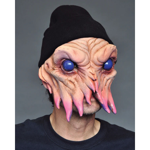 Squiddles, Latex Face Half Mask with Attached Knit Cap