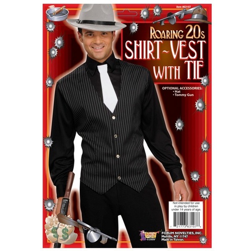 Gangster Shirt Vest Tie Pinstripe One Size