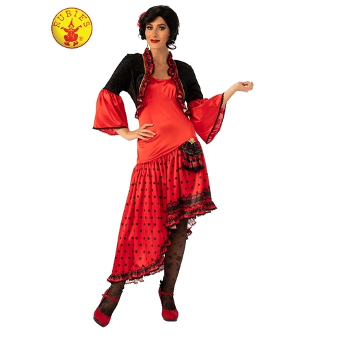 Spanish Flamenco Dancer Red & Black Ruffled Dress