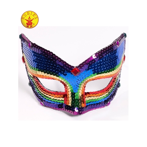 Super Deluxe Sequined Rainbow Half Mask