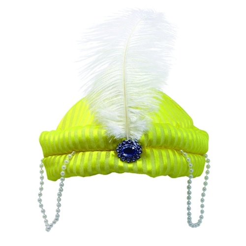 Desert Prince Genie Hat Yellow Gold + Feather