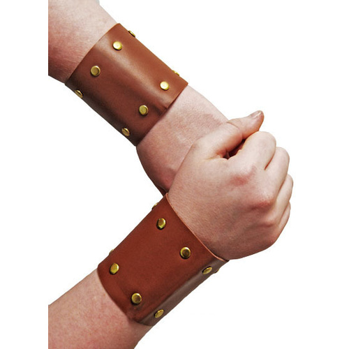 Roman Gladiator Leather Look Wristbands - 2 Pk