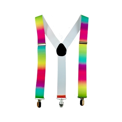 Neon Rainbow Stretch Braces/Suspenders