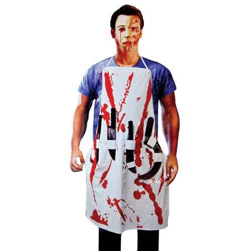Bloody Apron w/attached Play Weapons Adult Costume