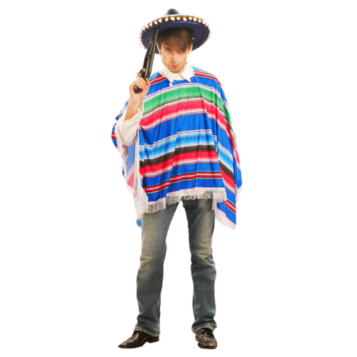 Mexican Poncho - Multicolour -Adult Costume