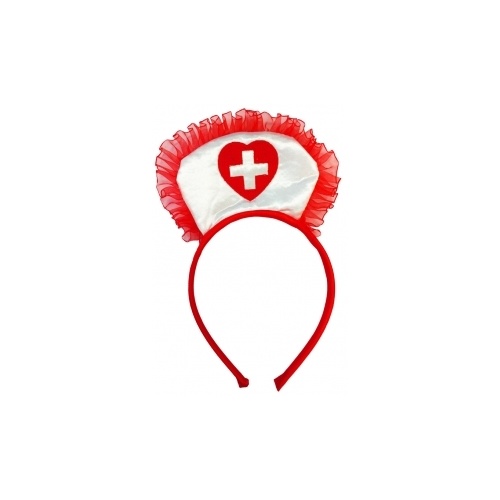 White Nurse Headband w/ Red Heart Cross