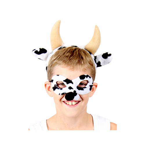 Animal Headband & Mask Set - Cow Blk/Wh