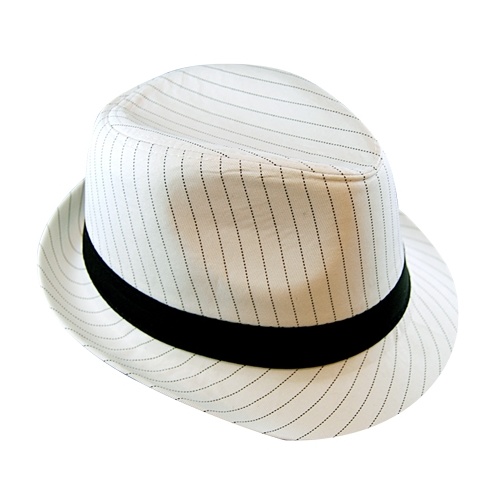 Pinstripe Gangster Hat White 
