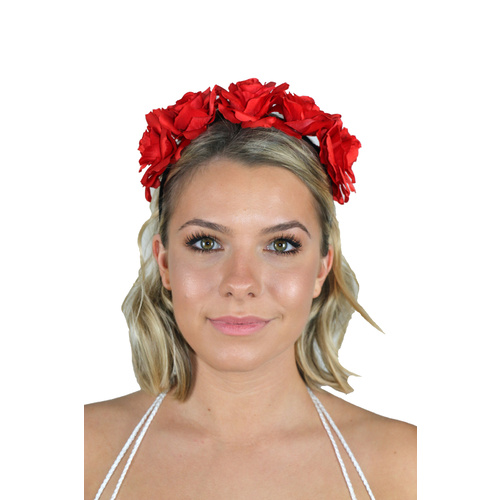 Deluxe Day of the Dead Red Roses Headband