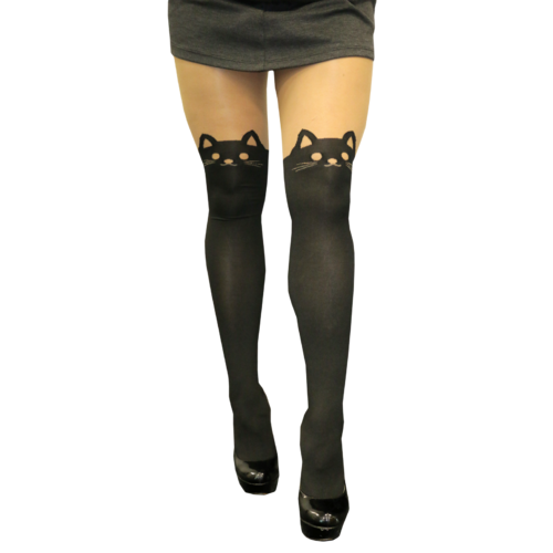 REBEL LEGS CUTE KITTY DELUXE THIGH HIGHS STOCKINGS