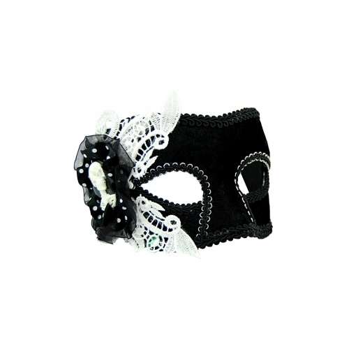 Lacy Black & White Masquerade Mask Glasses Style