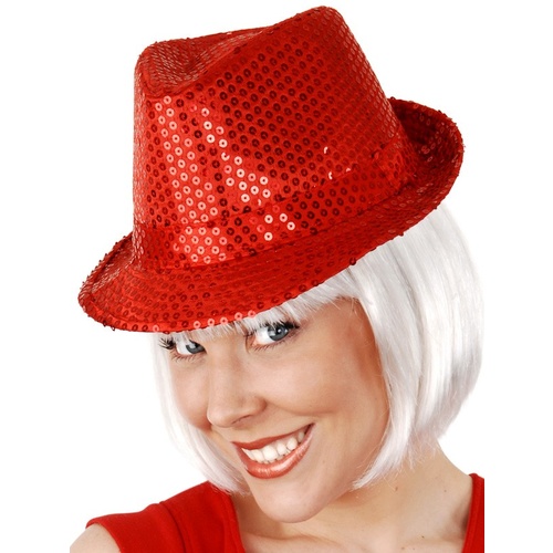 Red Sequin Classic Trilby Hat