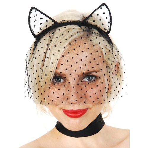 Cat Ears with Veil Headband