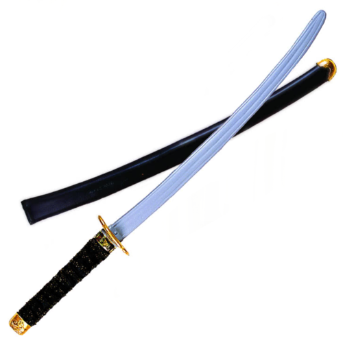 Black Handle Ninja Sword Silver Blade Party Prop