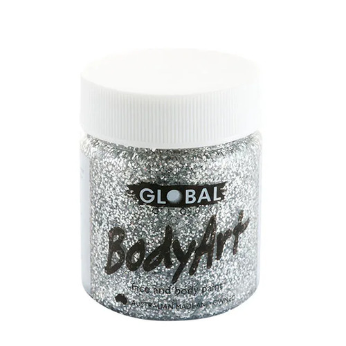 GLOBAL BODYART Face and Body Paint 45ml Tub SILVER GLITTER