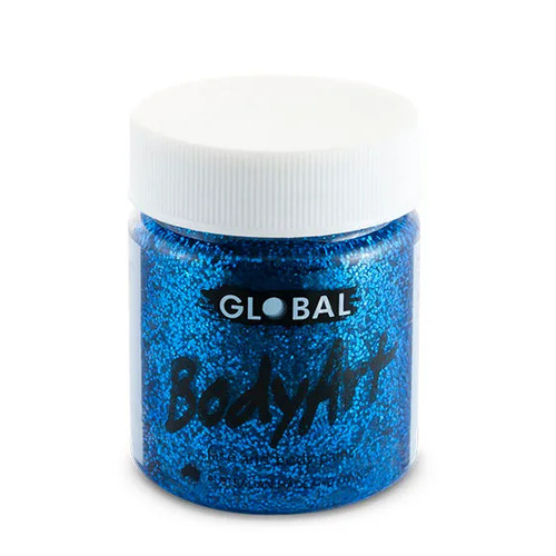 GLOBAL BODYART Face and Body Paint 45ml Tub BLUE GLITTER