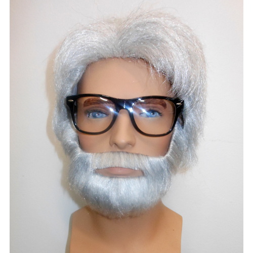 Old Man Grey Wig Beard Glasses