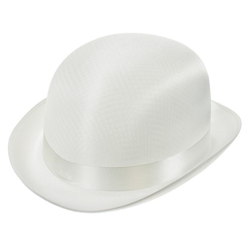 Bowler Hat White Satin Party Hat