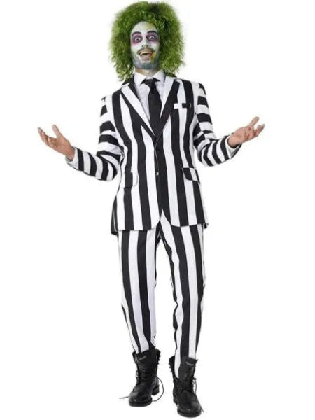 Beetlejuice black and white stripe deluxe suit