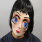 Big Eyes, Latex Female Woman Young Lady Character with Attached Wig