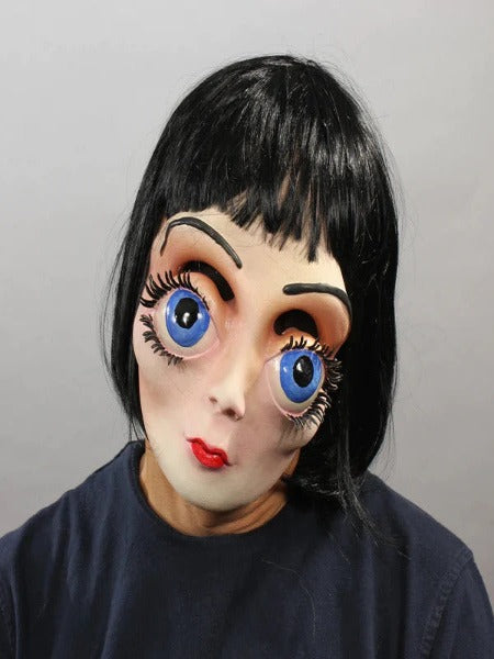 Big Eyes, Latex Female Woman Young Lady Character with Attached Wig