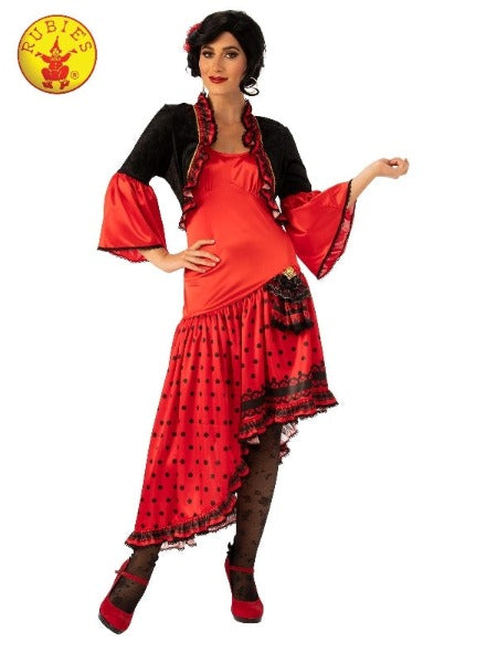 Spanish Flamenco Dancer Red & Black Ruffled Dress