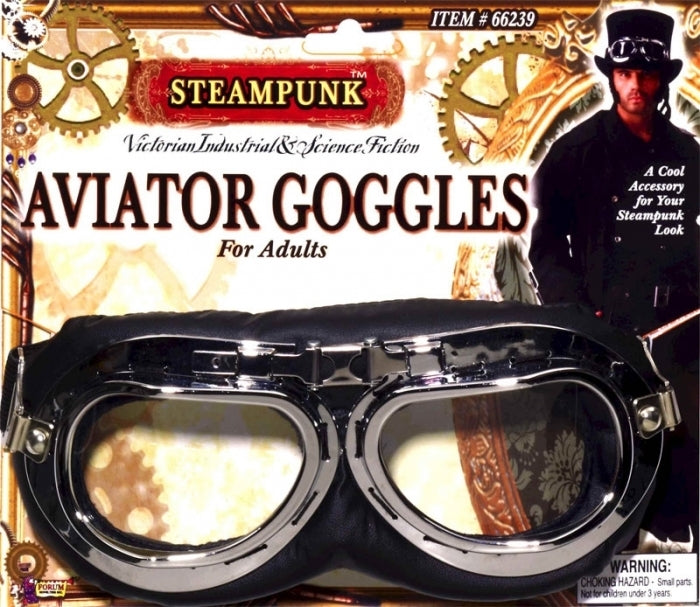 Steampunk Aviator Goggles - Black
